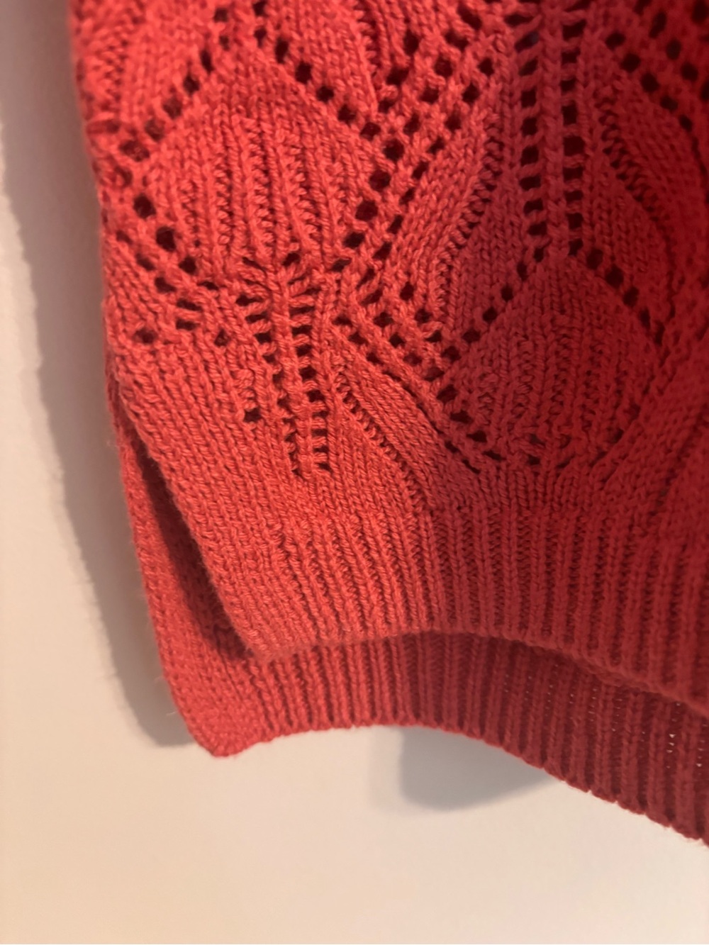 Peace Love World NWT coral red crocheted knit v-neck sweater - Picture 8 of 9
